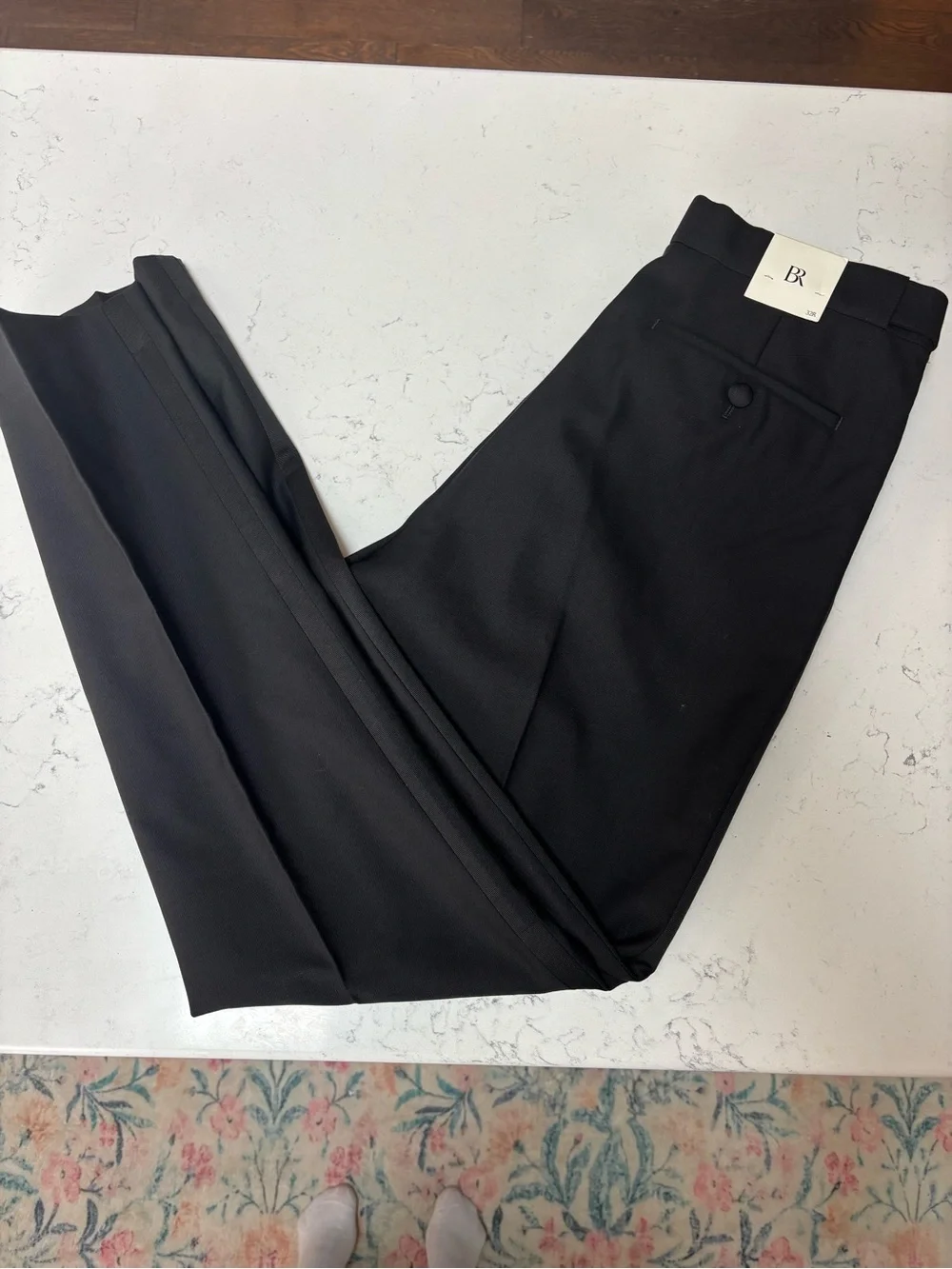 NWT Banana Republic Black Men's SLIM ITALIAN BARATHEA TUXEDO PANT